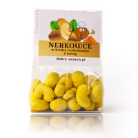 Cashew nuts in white chocolate with curry and mango