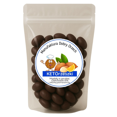 Mandeln in dunkler Schokolade mit Orangenschale