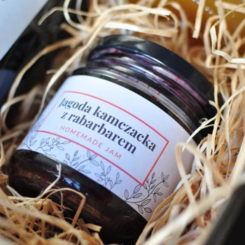 Organic Kamchatka berry jam with rhubarb