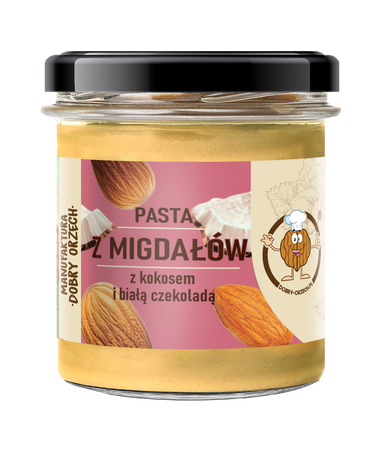 Pasta z migdałów z kokosem i białą czekoladą